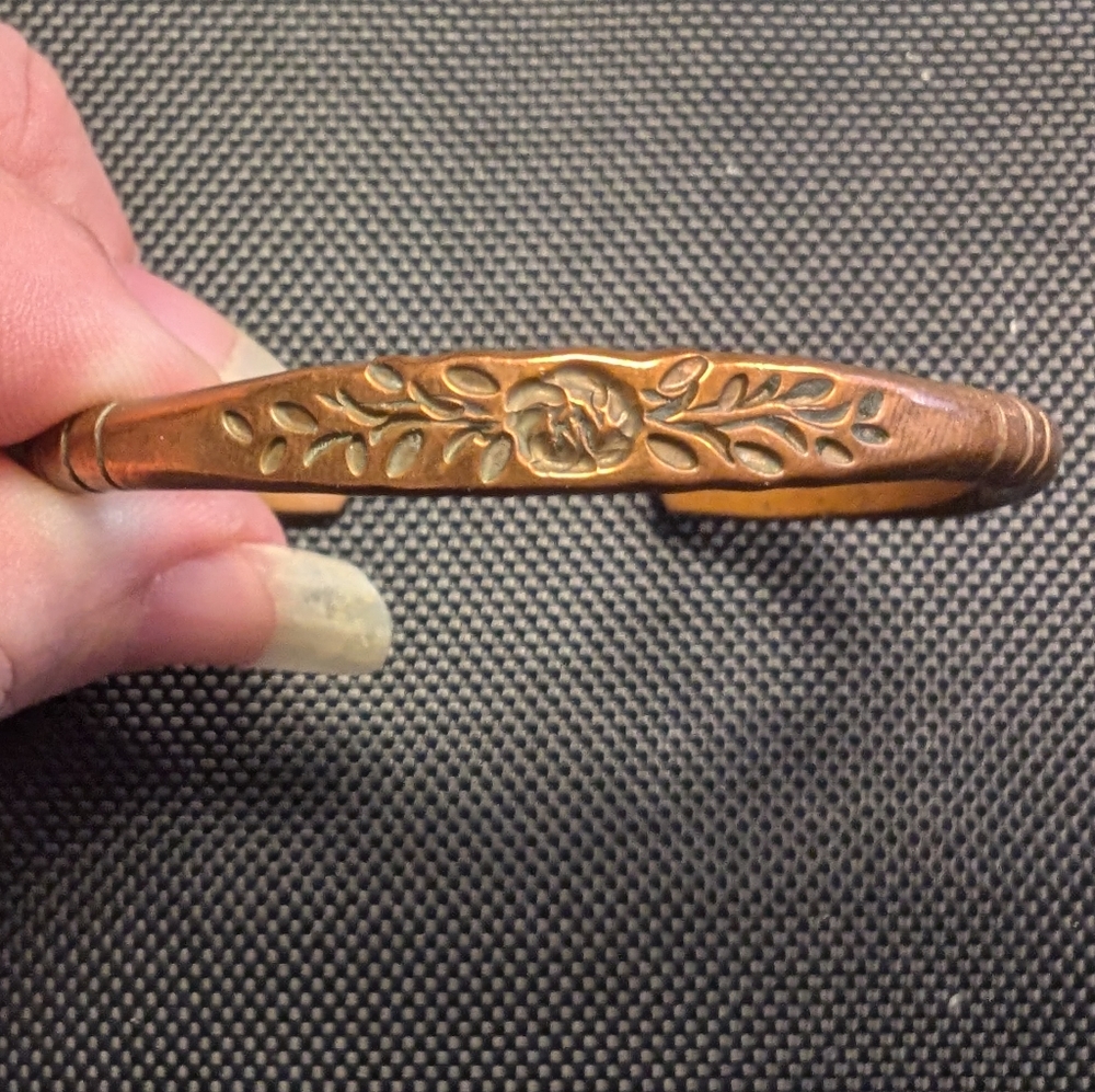 Engraved Copper Bangle Bracelet